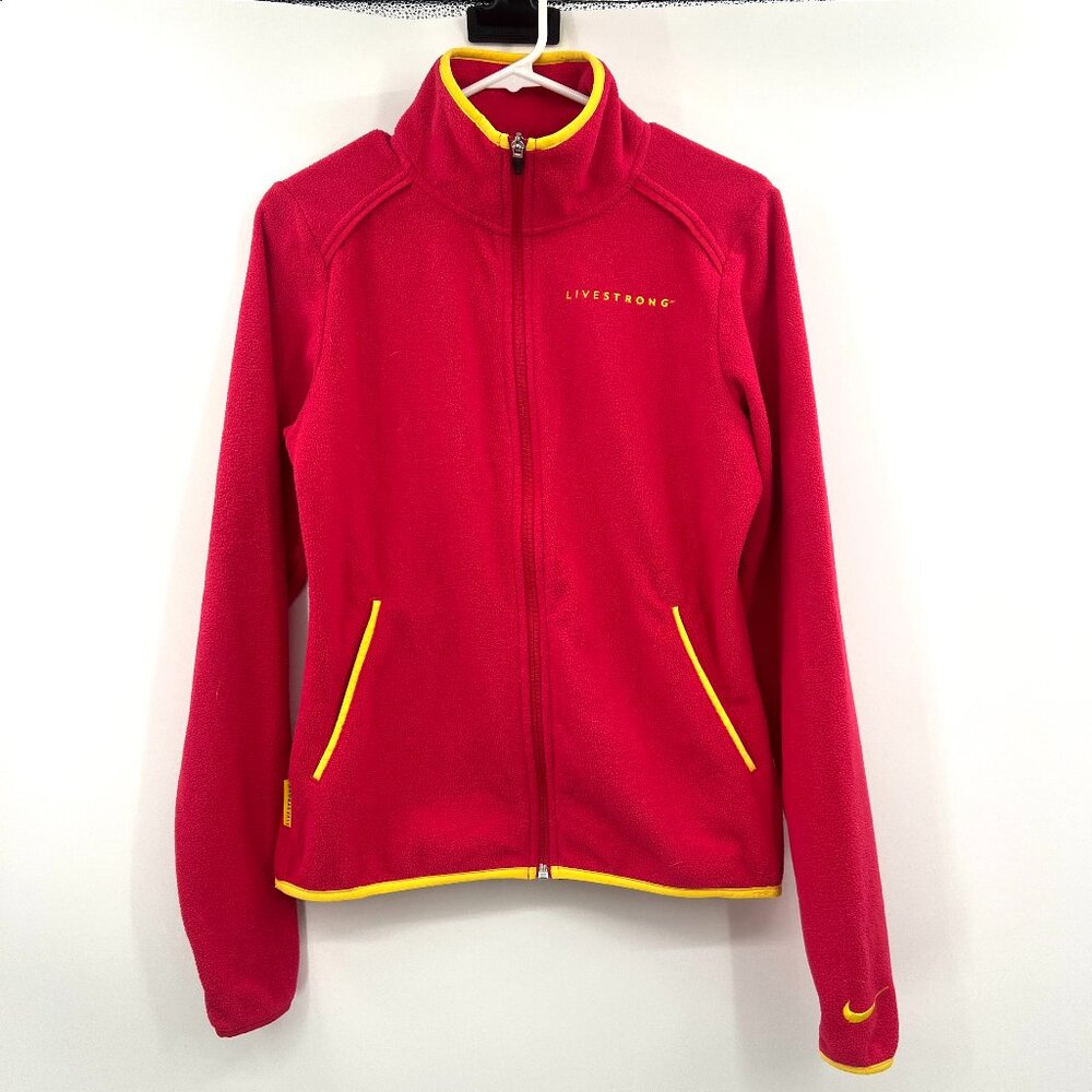 Nike Live Strong Red Yellow Fleece Full Zip Jacket Women's Small